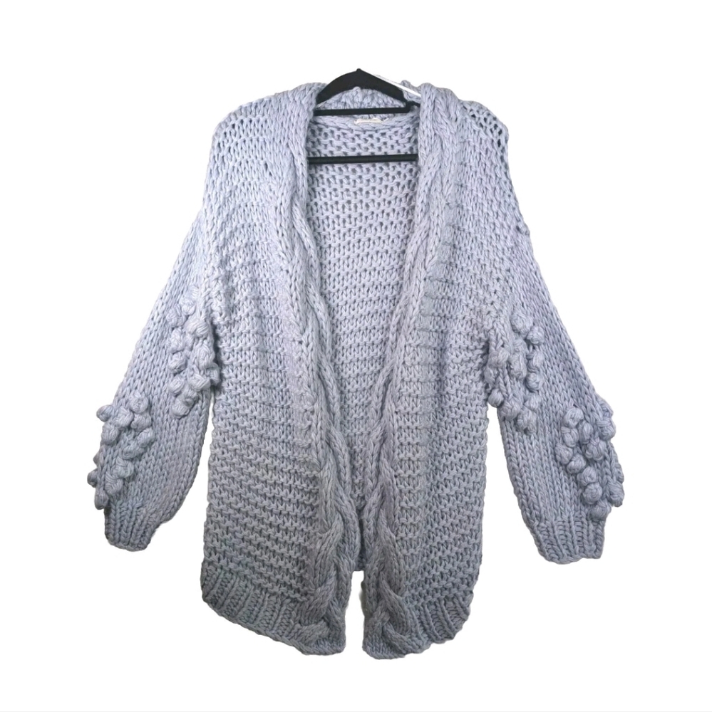 Cozy Lilac Bubble Knit Cardigan